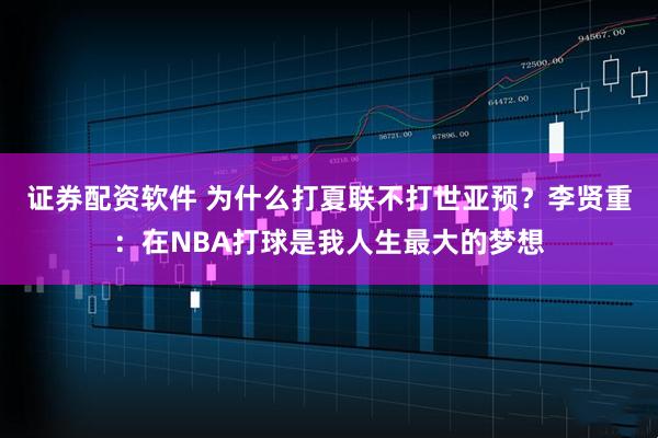 证券配资软件 为什么打夏联不打世亚预？李贤重：在NBA打球是我人生最大的梦想